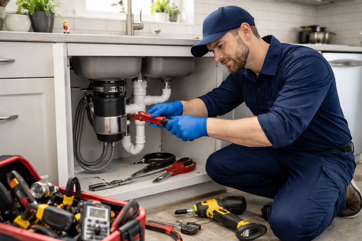 Plumber working on pipes in Kent WA